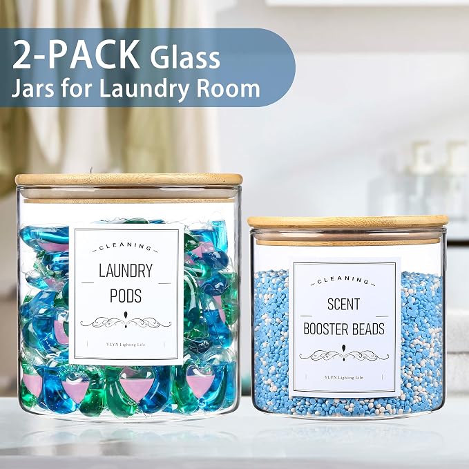 2 Pack Laundry Room Organization Glass Jars- Laundry Pods Container - Image 6