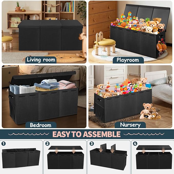 Extra Large Toy Box with Lids, Collapsible Storage Bin, Bedroom Nursery - Image 6