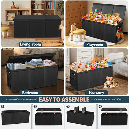 Extra Large Toy Box with Lids, Collapsible Storage Bin, Bedroom Nursery - Image 6