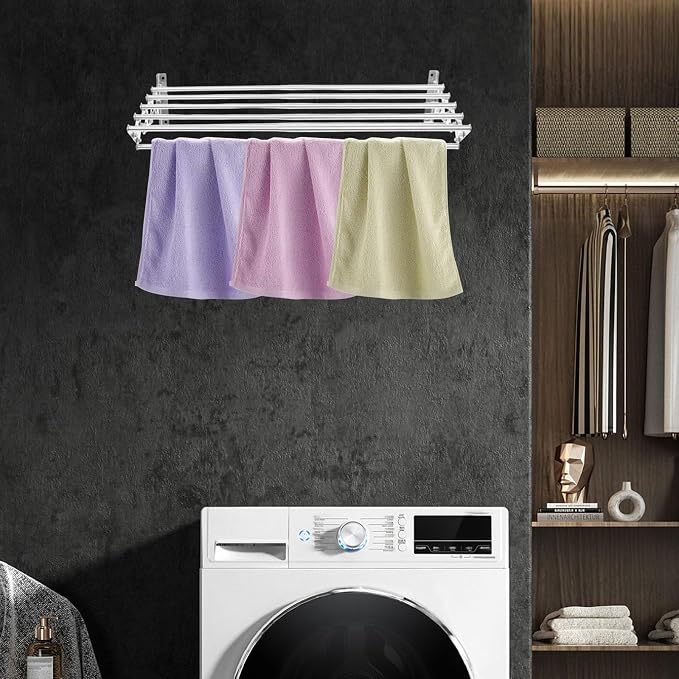 Wall Mounted Laundry Drying Rack, Retractable Clothes Drying Rack - Image 3