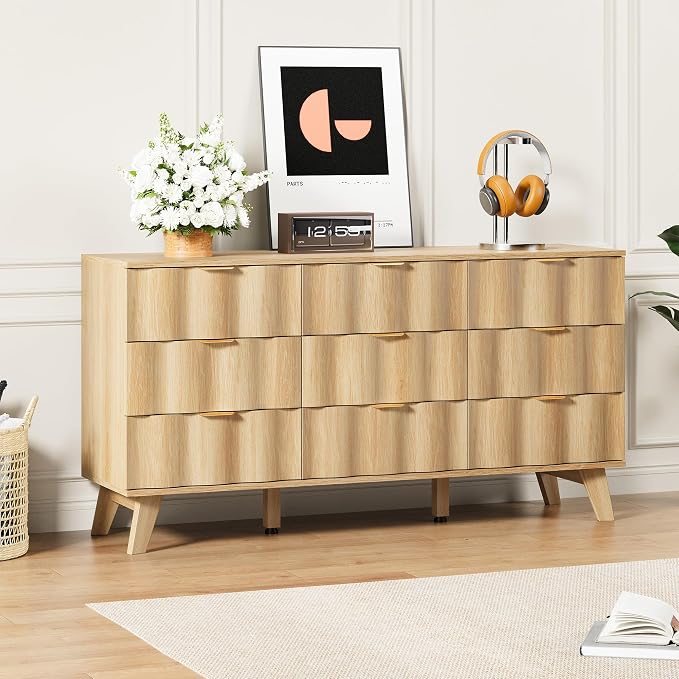 9 Drawer Dresser, Modern Fluted Storage Dresser - Image 4