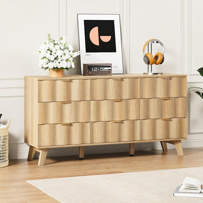 9 Drawer Dresser, Modern Fluted Storage Dresser - Image 4