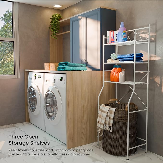 Home Zone Living Over-the-Toilet Bathroom Storage Cabinet Organizer | - Image 5
