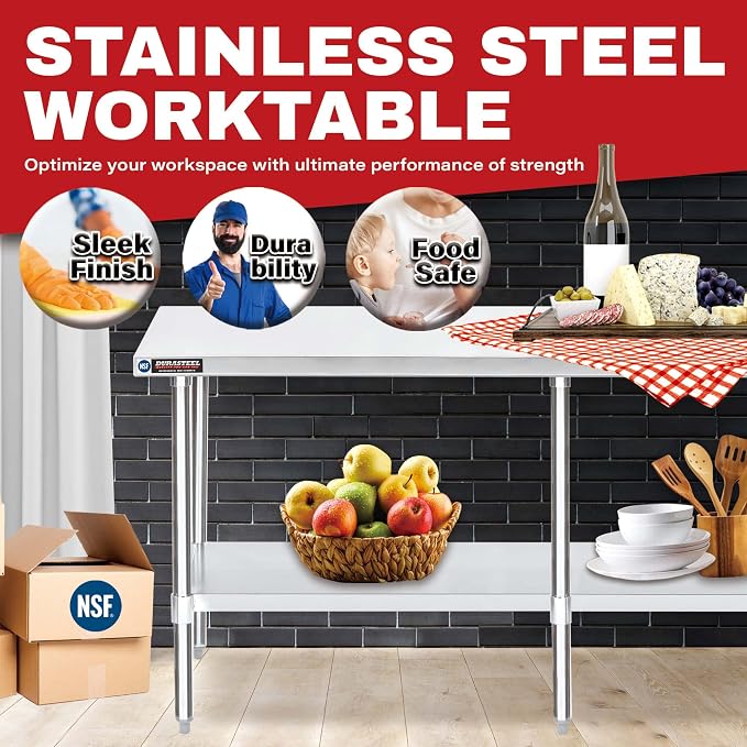 DuraSteel 24x84 Stainless Steel Work Table - Image 2