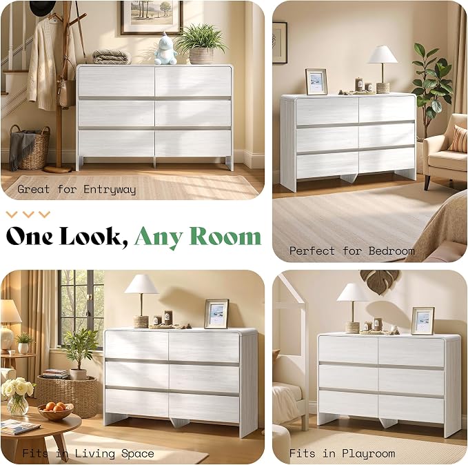 AMERLIFE 6 Drawer Dresser for Bedroom, Anti-Tip Kit, Wood Cabinet Organizer for - Image 8