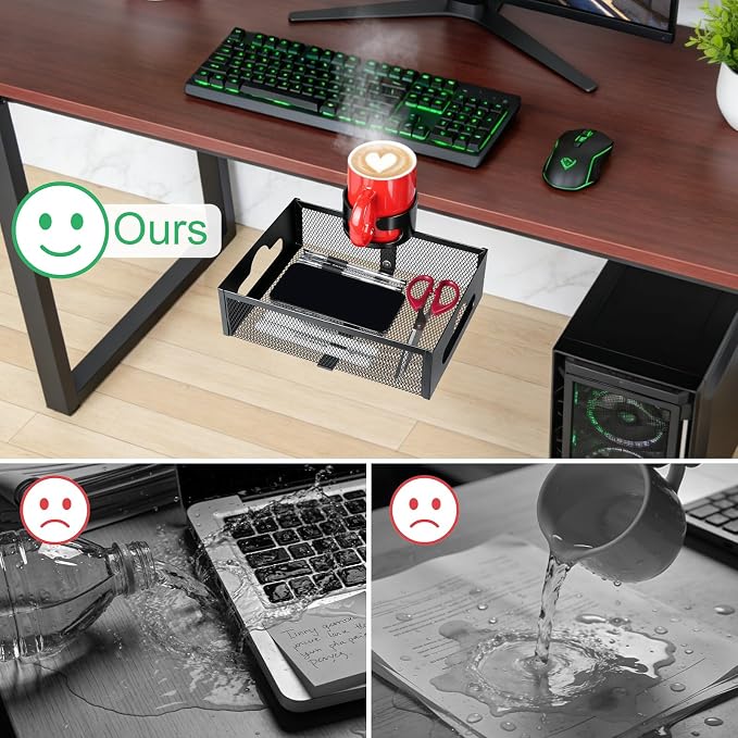 MYITYARD Desk Cup Holder Clamp, Anti-Spill Clip On Table Cup Holder - Image 7