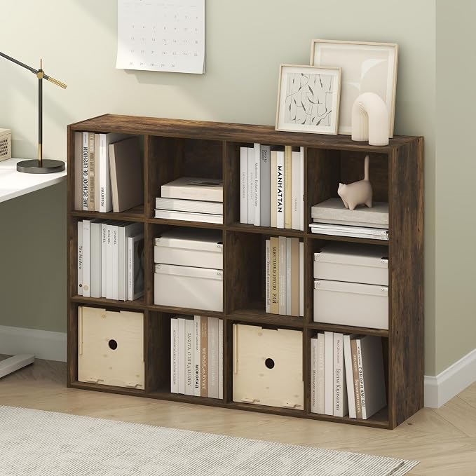 Furinno PELLI Book Shelf, 12-Cube Bookshelf, Cube Storage Organizer Bookcase by Furinno-FitsYourSpaceFitsYourBudget