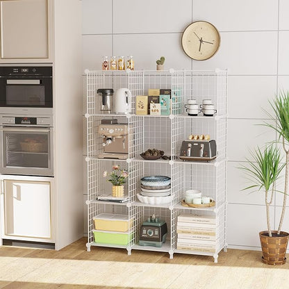12-Cube Storage Organizer, Metal Wire Cube Shelving Unit, 11.8" L x 11.8" W x - Image 2
