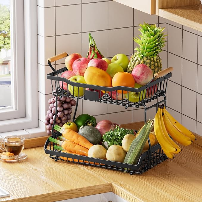 Simple Trending Fruit Basket 2-Tier Detachable, - Image 2