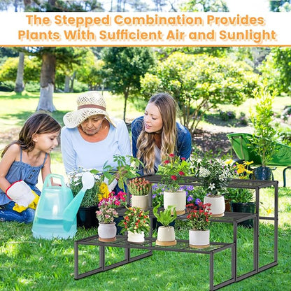 3 Tier Metal Plant Stand Indoor Outdoor, Potted Multiple Flower Pot Holder Rack - Image 8