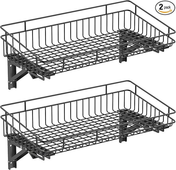 ULIBERMAGNET Large Folding Garage Shelf, Heavy Duty Wire Basket Storage Shelving by ULIBERMAGNET