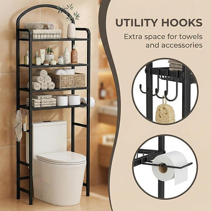4-Tier Over The Toilet Storage, Bathroom Organizer | Space-Saving, Metal Shelf - Image 5