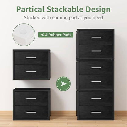 BOLUO Stackable Storage Drawers Closet Organizers and Storage Fabric Black 2 - Image 4