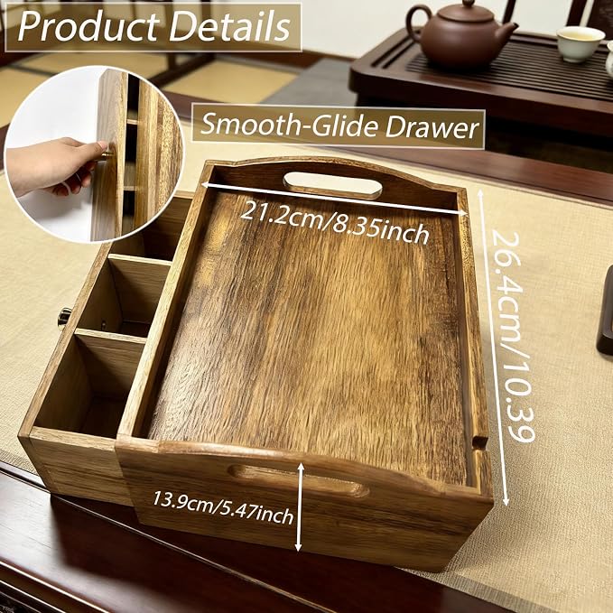 Acacia Wood Tea Bag Organizer, Wooden Storage Box - Image 3