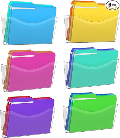 Kuntine.B 6 Pack Clear Single Pocket File Holder Hanging Wall Organizer by KuntineB