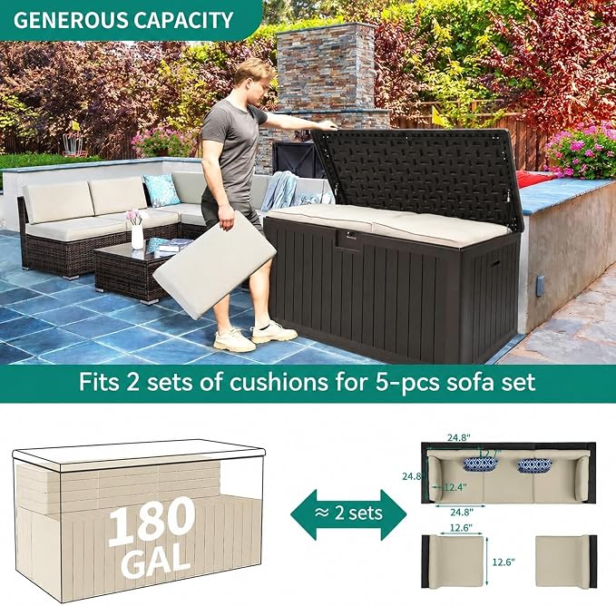 YITAHOME 180 Gallon Double-Wall Deck Box - Image 4