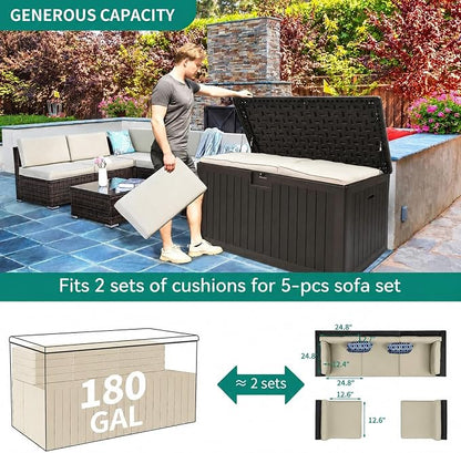 YITAHOME 180 Gallon Double-Wall Deck Box - Image 4
