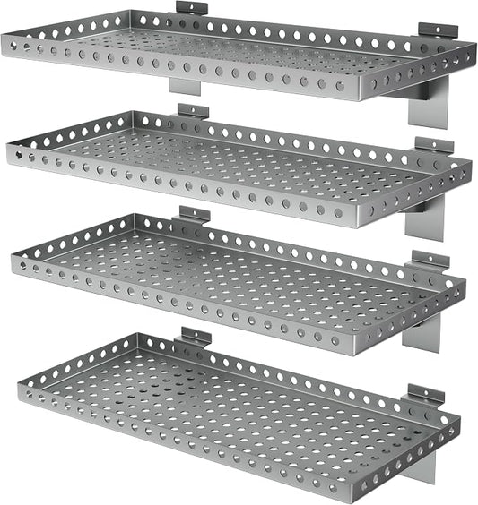 4 Pack Slatwall Shelves, Heavy Duty Grey Metal Slat Wall Shelf by BOBIBAN