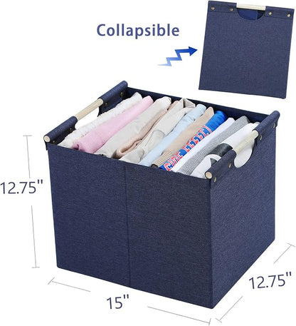 HOONEX Large Foldable Storage Bins, Linen Fabric, Storage Baskets - Image 6