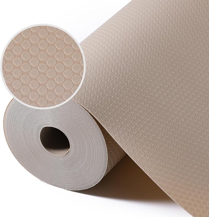 Beige Shelf Liners for Kitchen Cabinets Non Adhesive Drawer Liner for Bathroom - Image 9