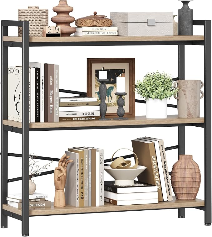 Book Shelf, 3 Tier Bookshelf 31.49" Width, Book Shelf Storage and Organization by Homeiju