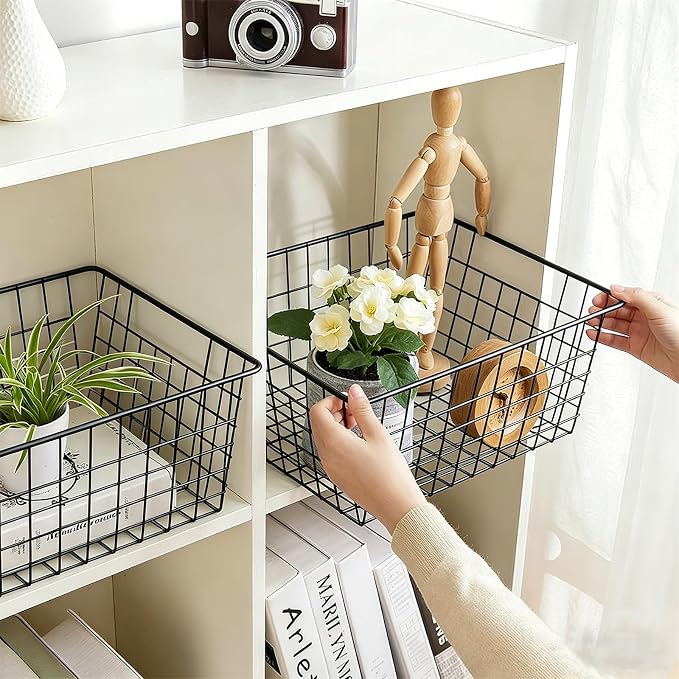 4 Pack Black Wire Baskets for Organizing, Wire Storage Basket Metal Storage - Image 6