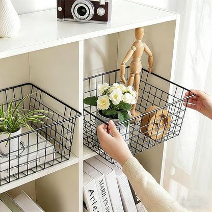 4 Pack Black Wire Baskets for Organizing, Wire Storage Basket Metal Storage - Image 6