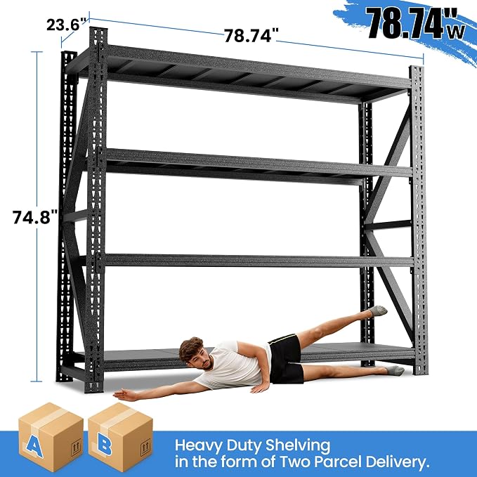 Heavy Duty Garage Storage Shelves 5000LBS Capacity, 4-Tier Large Industrial - Image 2