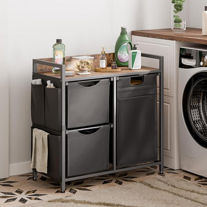 Laundry Sorter with 3 Sections, Laundry Hamper with Wheels, Laundry Basket with - Image 2
