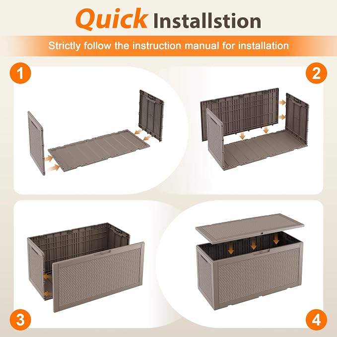 100 Gallon Outdoor Storage Box Waterproof, Resin Deck Box Doubles as 2-Person - Image 7