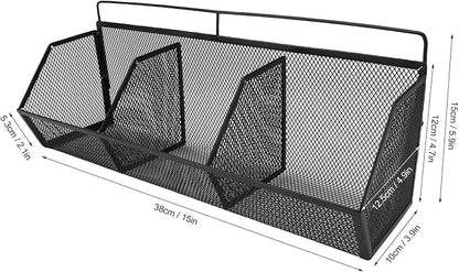 Metal Wire Basket, 3 Grids Wall Hanging Baskets, Wall Mount Slanted Opening - Image 4