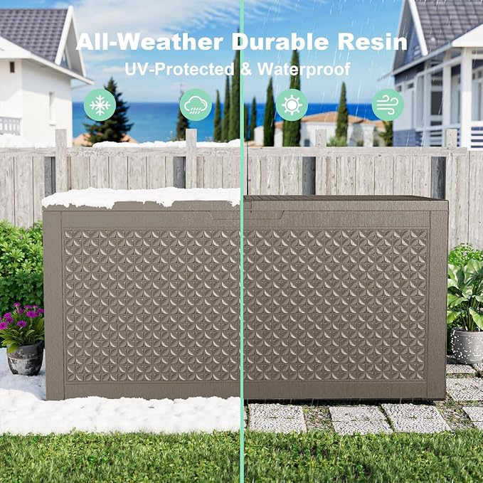 110 Gallon Outdoor Deck Box, Resin Waterproof Storage Box - Image 6