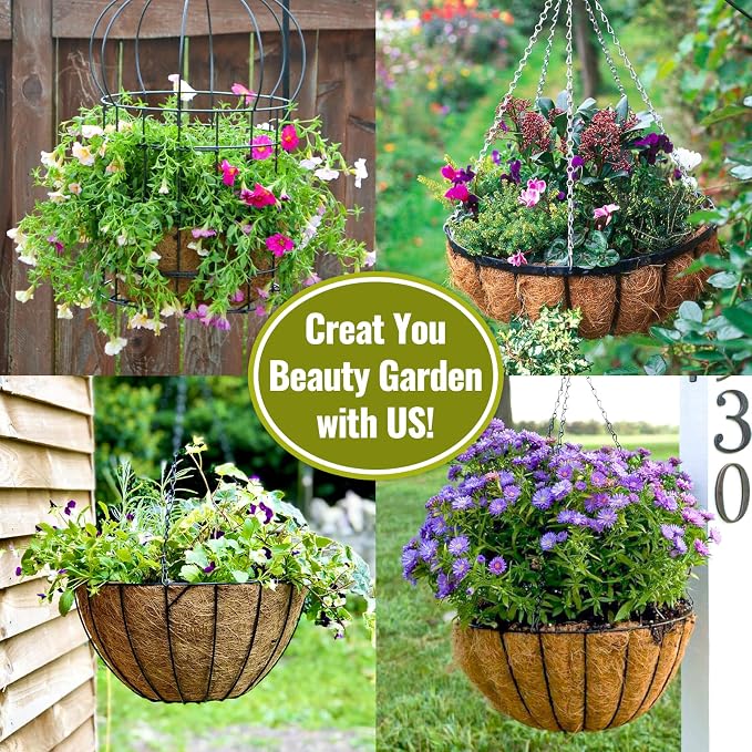 3 Pack 16 Inch Hanging Basket Coco Liners Replacement, 100% Natural Round - Image 7