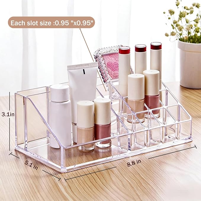Lipstick Organizer and Storage, 16 Slots Clear Case Display Rack Holder - Image 2
