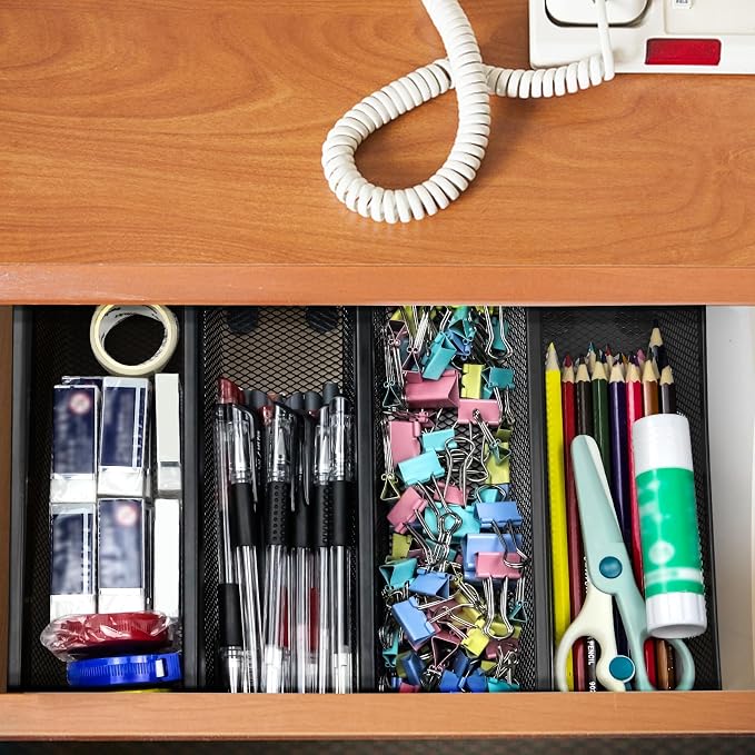 2PCS Drawer Organizer for Kitchen, Utensil Mesh Drawer Organizer - Image 7