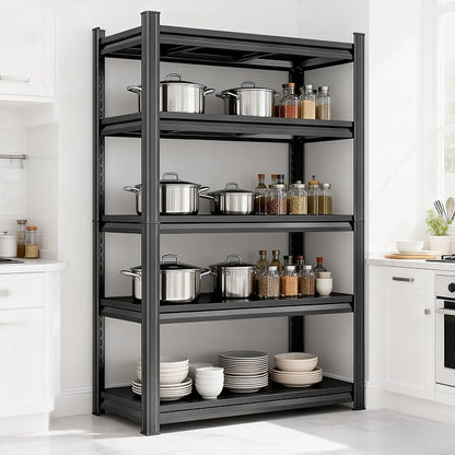 5-Tier Pot Rack Adjustable Kitchen Shelf Heat Resistant 35.5" W x16 D x 78" H by BezunyHeavyDutyShelving