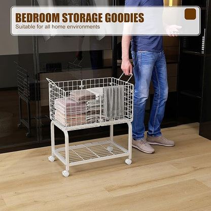 2-Tier Rolling Laundry Basket Cart - Image 4