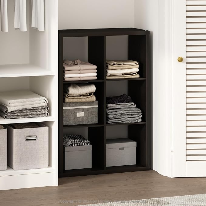 Furinno Cubic Extra Thick 6-Cube Closet Organizers and Storage, Dark Oak | 14.6 by Furinno-FitsYourSpaceFitsYourBudget
