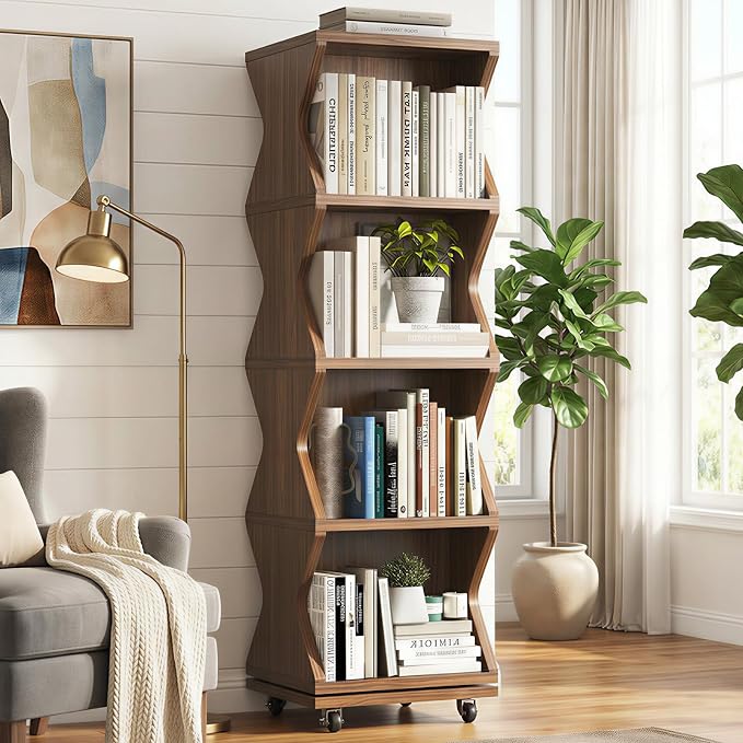 HSH Rotating Bookshelf Tower, 360°Revolving Bookcase by HOMESWEETHOME