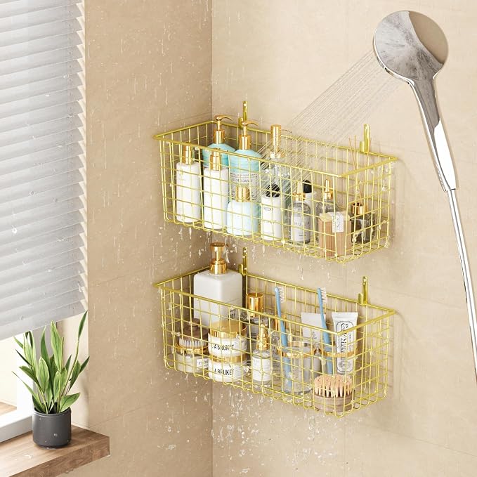2 Sets Gold Extra Large Hanging Wall Basket - Image 5