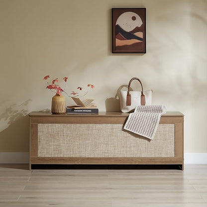 51.2" Storage Chest Extra Large, Cherry Brown | Rattan Storage Bench - Image 3