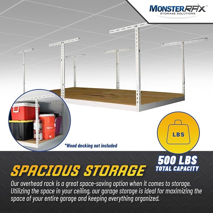 MonsterRax 4x8 Overhead Garage Storage Rack Frame Kit - Image 3