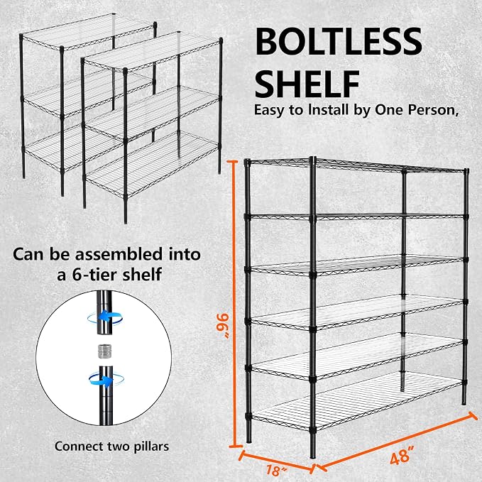 GDFStudio 3-Tier Storage Shelves Set of 2, Adjustable Garage Storage Racks - Image 3