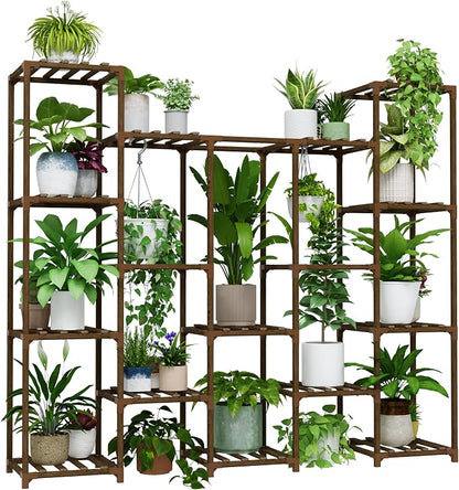 Bamworld Large Hanging Plant Stand Indoor Tall Plant Shelf Outdoor 14 Pots - Image 7