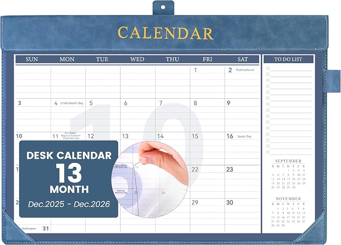 Yoment Desk Calendar 2026 Leather Desk Calendar by Yoment-Enjoyyourmoment