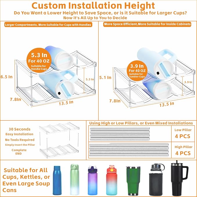 Yieach Stackable Water Bottle Organizer - Image 2