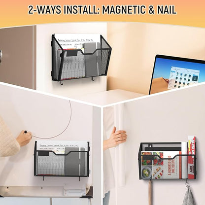 Docnest 6 Pack Dual-Mount Magnetic Mesh File Holders, Wall Organizer | Mount - Image 5