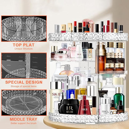 360 Rotating Makeup Organizer for Vanity + Makeup Brush Holder, Perfume - Image 6