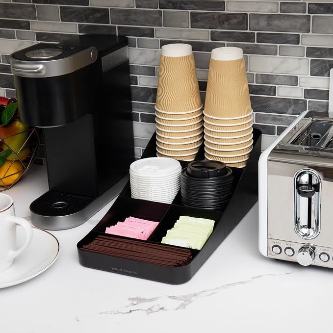 Mind Reader 7-Compartment Coffee Condiment Organizer, Cup and Lid Holder - Image 2
