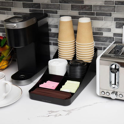 Mind Reader 7-Compartment Coffee Condiment Organizer, Cup and Lid Holder - Image 2